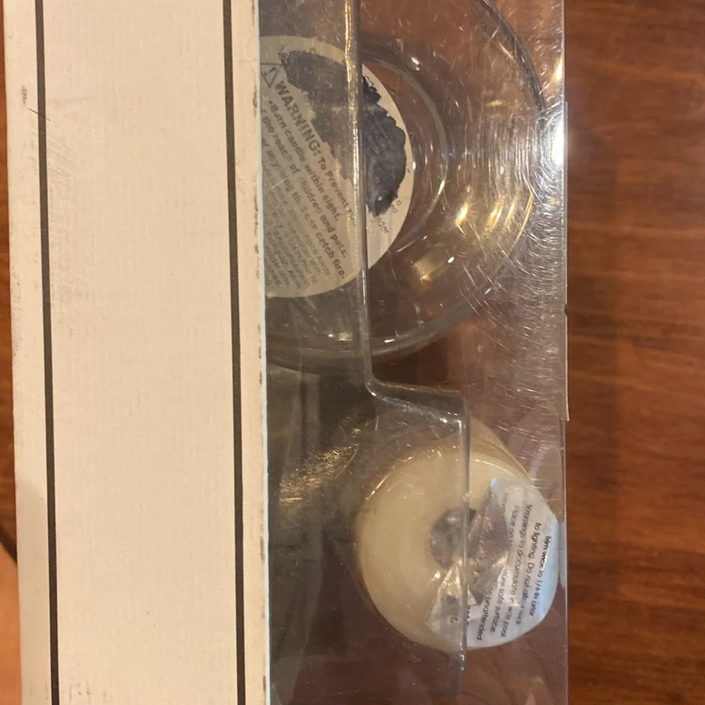NIP Chesapeake Bay Candle 3x4” Clear Glass Holder + 2 Votives 2” Black Fig NEW
